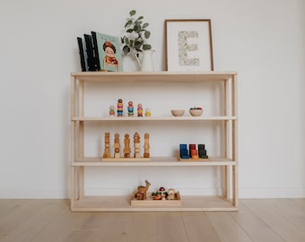 Meubles Montessori | Étagère à jouets moderne | Étagère à jouets pour enfants | Rangement des jouets pour enfants | Meubles de chambre d'enfants | Meubles en bois massif