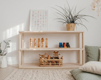 Solid Wood Montessori Toy Shelf | Modern Kids Room Furniture