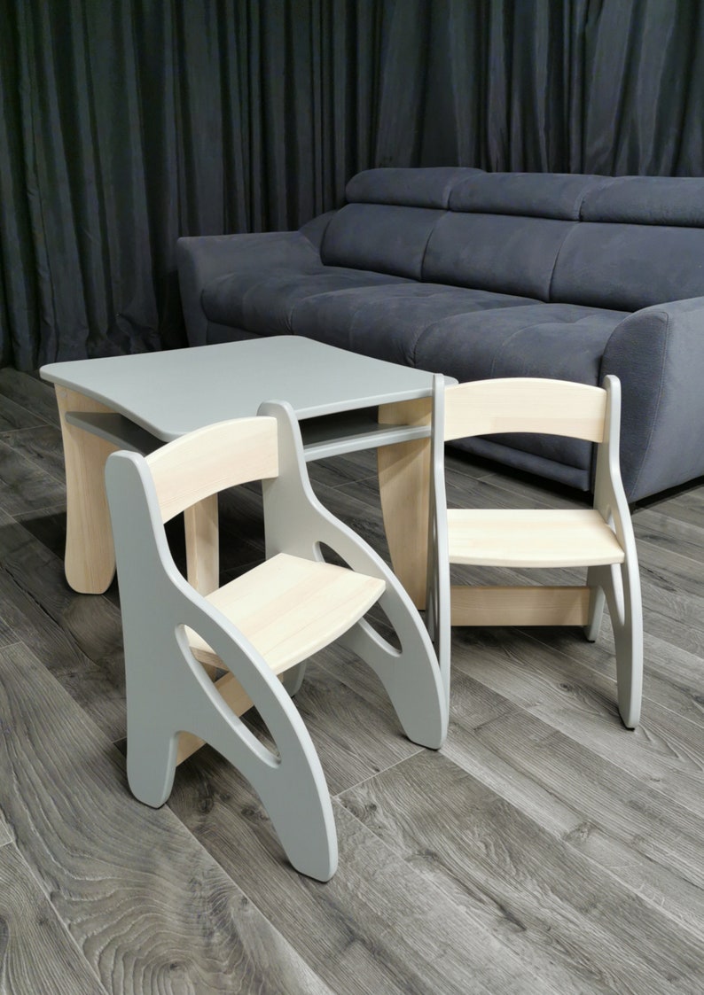 Ensemble table et chaises pour enfants/ Table et chaises Montessori en bois pour tout-petits et enfants/ Meubles pour enfants image 9