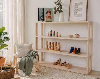 Solid Wood Montessori Toy Shelf | Modular Kids Furniture