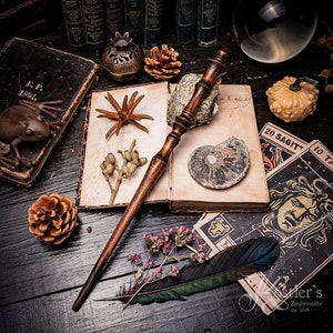 Magic Wand &#39;Carpe Noctem&#39;. Highest quality wooden wall handmade by a master wall maker in Bavaria Germany in his own nostalgic workshop