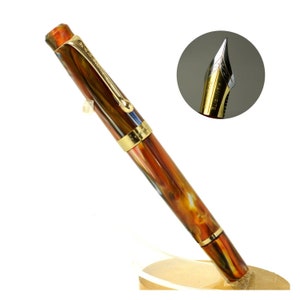 Kanwrite piston filler fountain pen with dulatone full flex gold plated nib