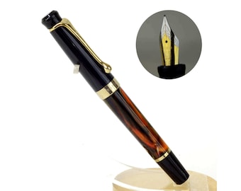 Fountain pen with full flex nib - piston filler mechanism with dual color fire blast barrel  - 6 nib options