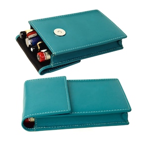 Genuine leather Pen pouch case for 4 super jumbo pens in safiano pattern mango yellow colour - Pure handmade