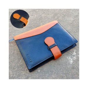 Genuine Leather A5 journal cover with card slots and pen holder - Pure Cow softy leather