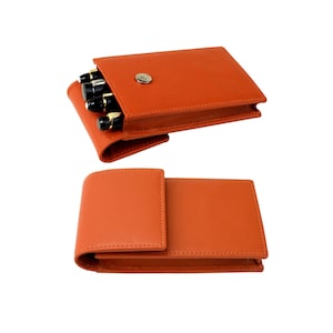 Genuine leather Pen pouch case for 4 super jumbo pens in bright tan colour - Pure handmade