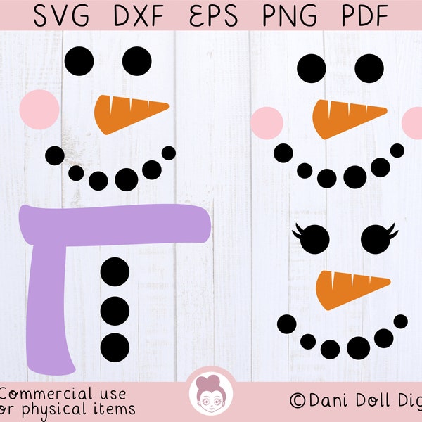 Snowman Faces Hand Drawn Cute Snowmen Scarf, SVG DXF PNG Clip Art, Xmas Festive Tree Designs, Merry Christmas, Diy Gift, Cut File, Snow Svg