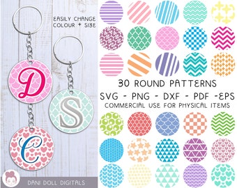 Patrón redondo SVG DXF PNG, Llavero Círculo Patrón llavero svg círculo llaveros llavero llavero patrones svg cricut silueta corte archivo