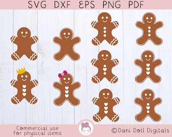 Gingerbread Men - SVG DXF PNG pdf eps Cut File For Cricut Silhouette, diy card gift tag svg Xmas Ginger Man Studio Digital Download