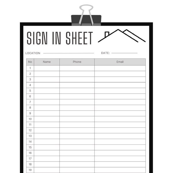 Realtor Open House Sign In Sheet Template, Instant Download Sign In Sheet， Printable Sign In sheet，Real Estate Open House Sign In Sheet