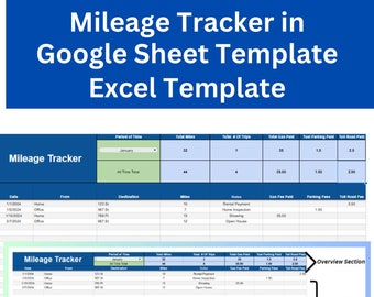 Realtor Mileage Tracker Google Sheet| Mileage Tracker Excel | Mileage Template - Easy Simple and functional Mileage worksheet - Digital