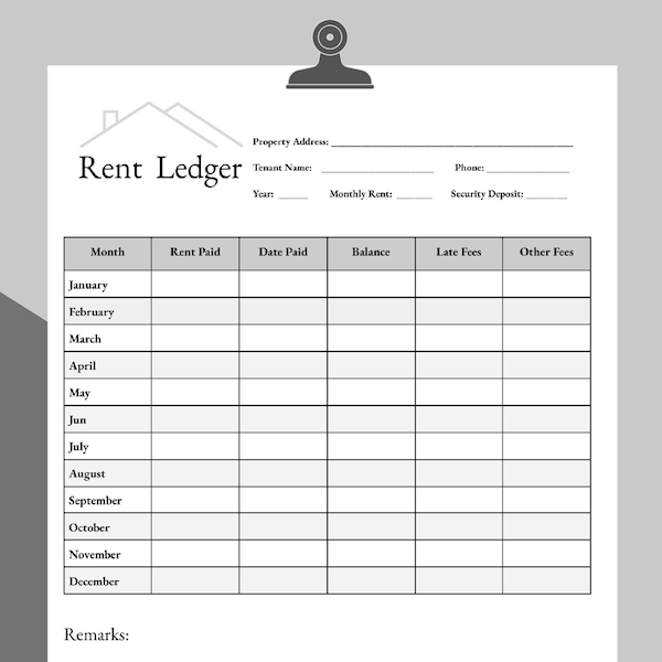 Rent Payment Ledger| Rent Payment Tracker| Rental Payment Log | Rental Tracker |Monthly Rent Payment Tracker| Rental Template| Payment Form