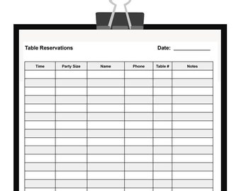 Printable Restaurant Table Reservation Form | Restaurant Guest Table Reservation in PDF & Word| Alternate row colors rows for Easy Reading