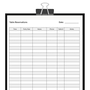 Printable Restaurant Table Reservation Form | Restaurant Guest Table Reservation in PDF & Word| Alternate row colors rows for Easy Reading