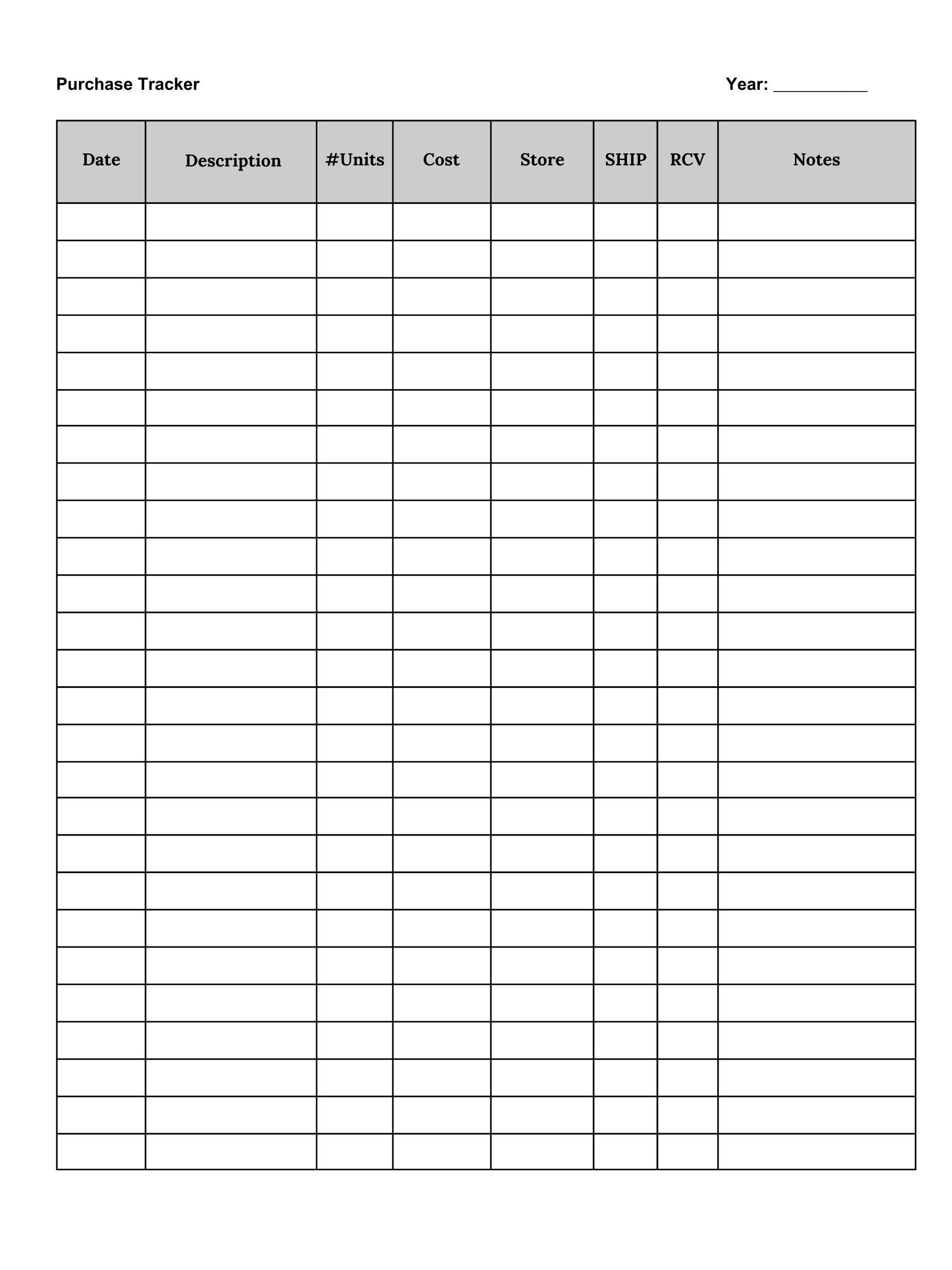 Purchase Tracker Form.pdf Digital Purchases Tracker Printable| Order Tracker Template, Shopping ...