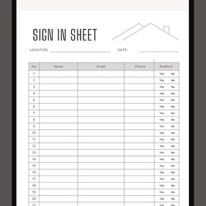 Realtor Open House Sign in Sheet Template, Instant Download Sign in ...