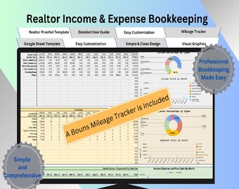 Boekhoudsjablonen voor makelaars Google Spreadsheets: spreadsheet voor het bijhouden van inkomsten en uitgaven - Aanpasbare Google-spreadsheets voor onroerend goed