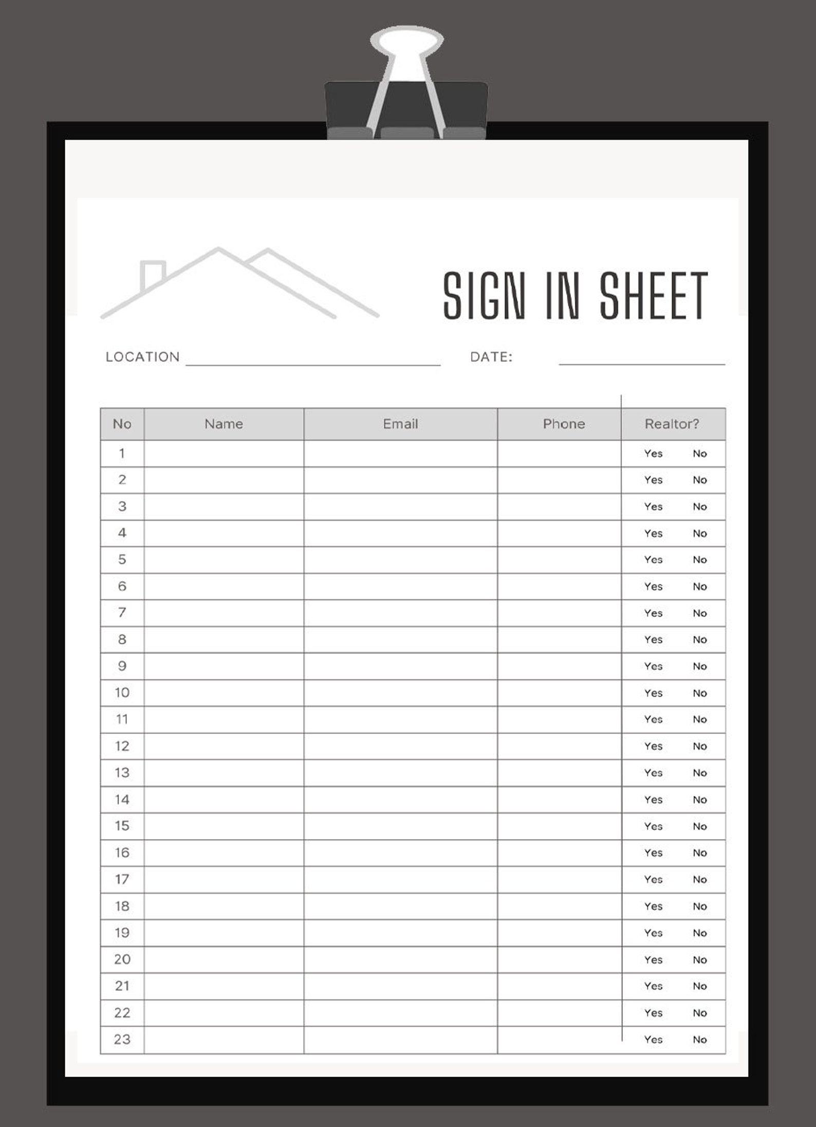 Realtor Open House Sign in Sheet Template, Instant Download Sign in ...