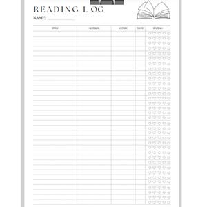 Reading Log Printable| Book Tracker for Students and Teachers | Letter ...