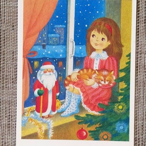 Clip Art/Picture vintage Santa/Christmas card child and toy Santa Claus/1989/New Year/digital download/printable image
