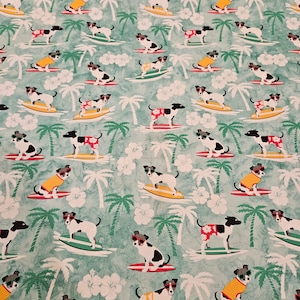 Surf Dogs Beach Material is sold by the Yard and is 100% cotton
