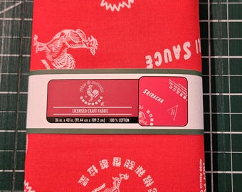 Hot Siracha Chili Sauce Fabric: 100% Cotton Material (1 Yard Piece)