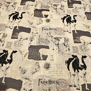 Farmhouse Animals material is sold by the yard and is 100% cotton fabric