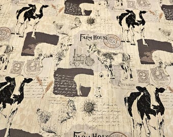 Farmhouse Animals material is sold by the yard and is 100% cotton fabric
