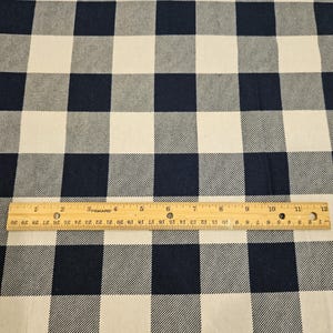 Buffalo check blue and gray FLANNEL fabric is sold by the yard and is 100% cotton material