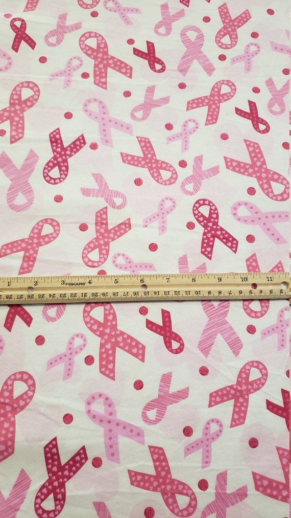 Breast Cancer Awareness FLANNEL Material by the Yard 100% Cotton 