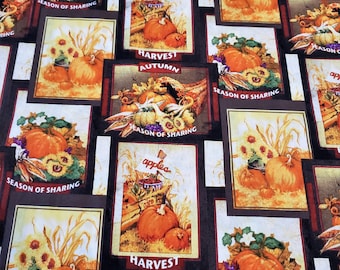 Autumn Harvest Thanksgiving Material, priced by the yard, 100% cotton fabric
