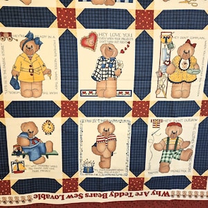 Lovable teddy bear wall or baby quilt panel fabric sold by the panel and is 100% cotton