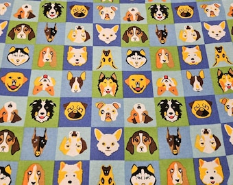 Dog Flannel fabric, priced by the yard, 100% cotton