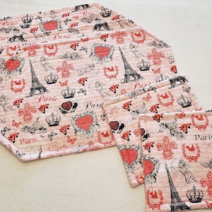 Paris Love Placemats and Potholders 2 and 1 - OG