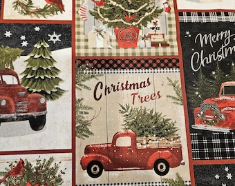 Vintage Christmas fabric panel, price by the yard (panel 36x44). 100% cotton