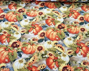 Materiał Pumpkin Harvest Thanksgiving jest cięty na wymiar i wykonany w 100% z bawełny
