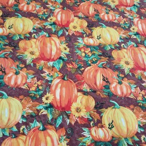 Last piece 1 yard and  27&quot; piece of Thanksgiving Pumpkin Material and is 100% cotton