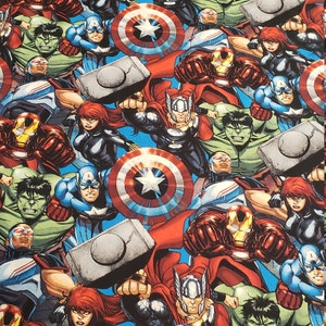 Avengers cotton material by the yard and is 100% cotton