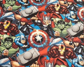 Avengers cotton material by the yard and is 100% cotton