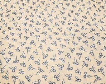 Blue bows calico fabric, priced by the yard, 100% cotton