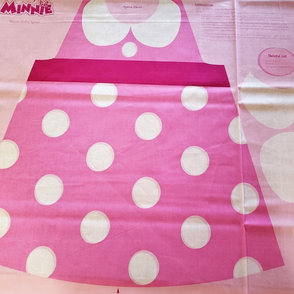 Disney Minnie Mouse Child Apron Panel 100% Cotton