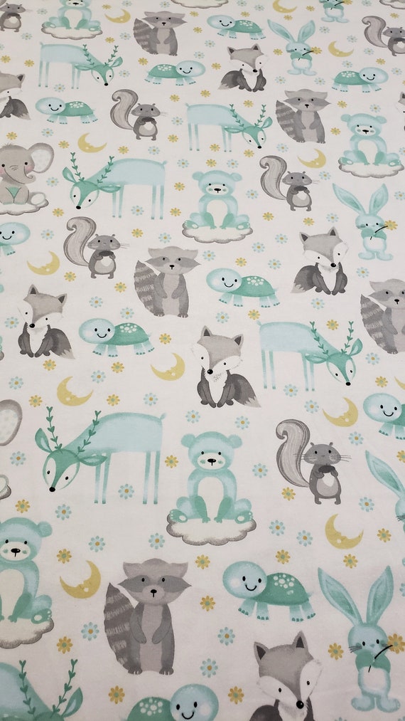 Woodland Creatures FLANNEL Nursery Fabric is 100% Cotton and priced by the yard
