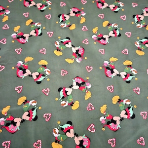 Disney&#39;s Mickey Mouse Christmas Dark Green material by the yard and 100% Cotton
