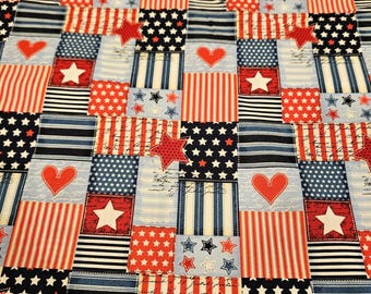 Patriotic Patchwork fabric, priced by the yard, 100% cotton