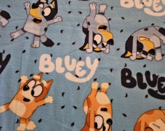 Bluey Fleece fabric, last piece 35 and 7/8 inch piece; 60" width