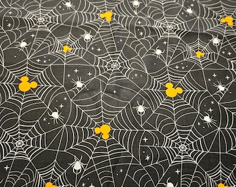 Disney Halloween Mickey Spider Web material is sold by the yard and is 100% cotton fabric