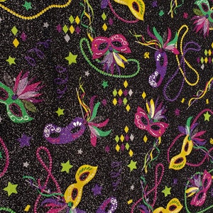 Matière mardi gras par mètre 100 % coton avec paillettes