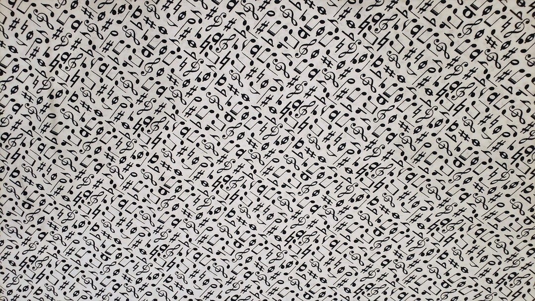 Music Notes on White Background Material by the Yard 100% Cotton - Etsy