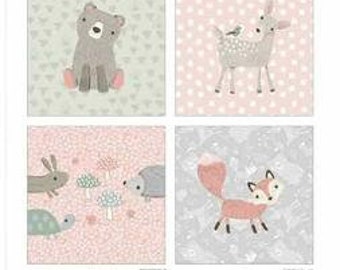 Woodland Creatures Pillow Fabric Panel, 100% Cotton material