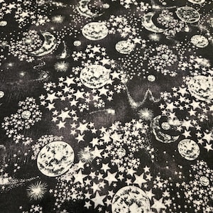 Celestial Moons FLANNEL fabric is sold by the yard and is 100% cotton material